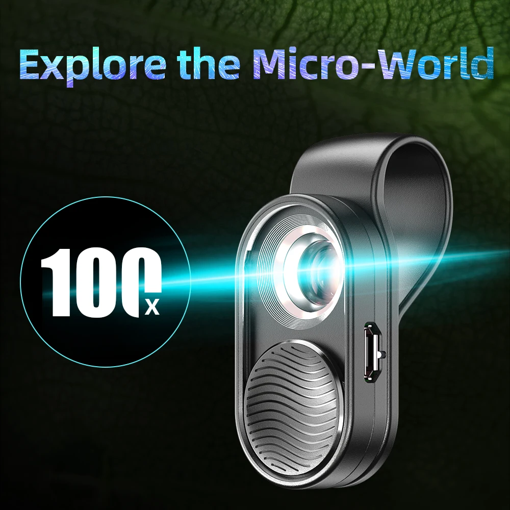 APEXEL100X mikroskopa objektīvu kamera tālrunis objektīvs lielu palielinājumu LED Gaismas micro pocket lēcas iPhone visiem Samsung viedtālruņiem
