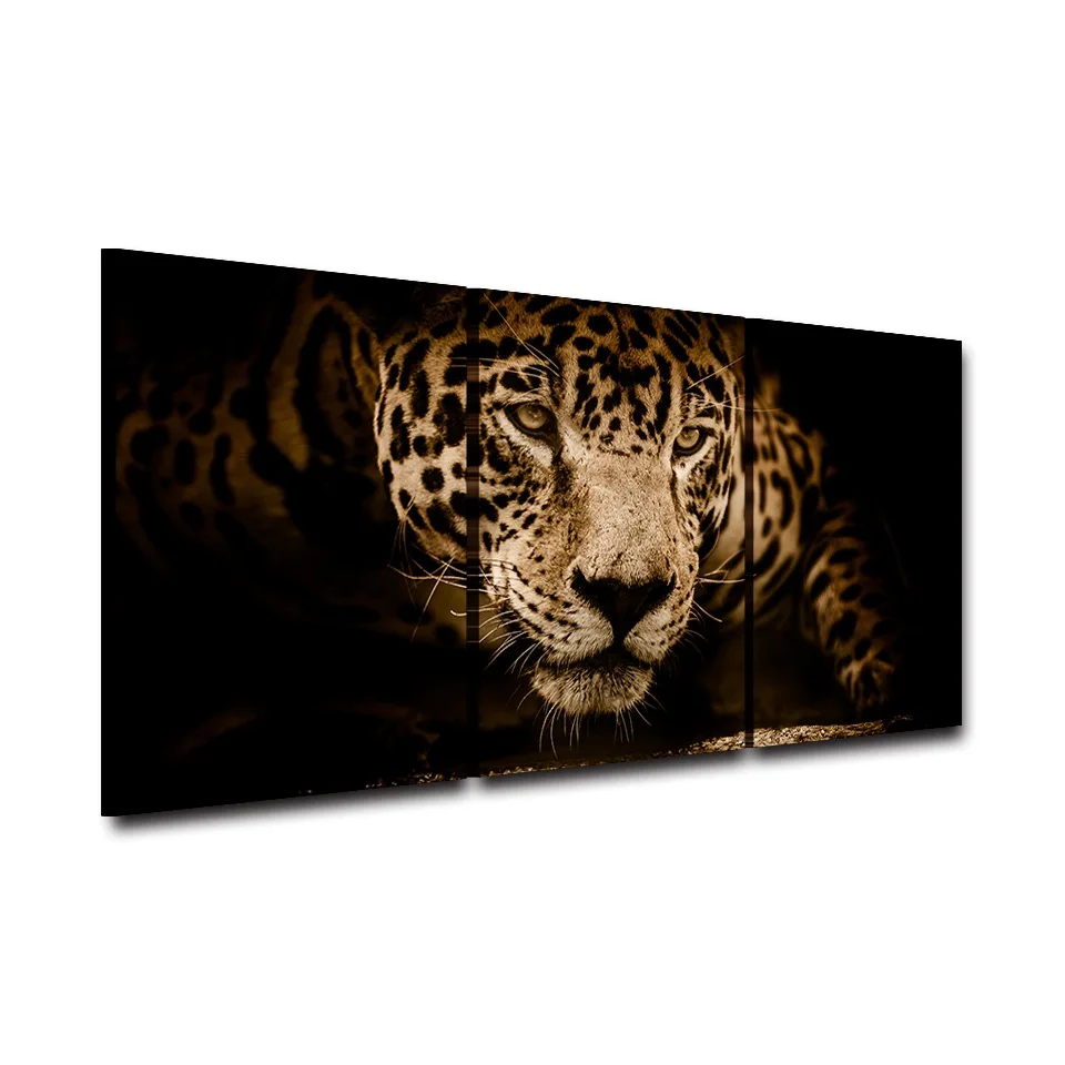 Audekls HD Izdrukas, Bildes Mājas Dekoru 3 Gabali, Jaguar, Gleznas, Abstraktas Dzīvnieku Leopard Plakāts Dzīvojamās Istabas Sienas Mākslas Sistēmu