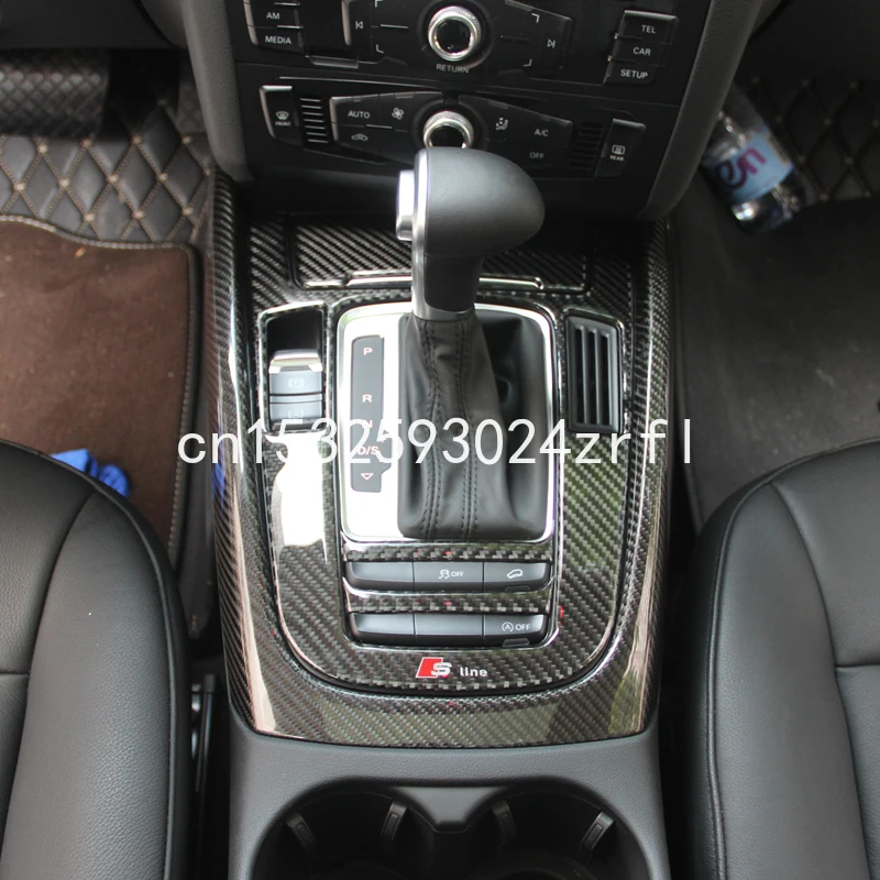 Audi A4L A5 Q5 2009-18 interjera pārveidošana oglekļa šķiedras shift rāmis stick rīku apdares lentes, automobiļu piederumi