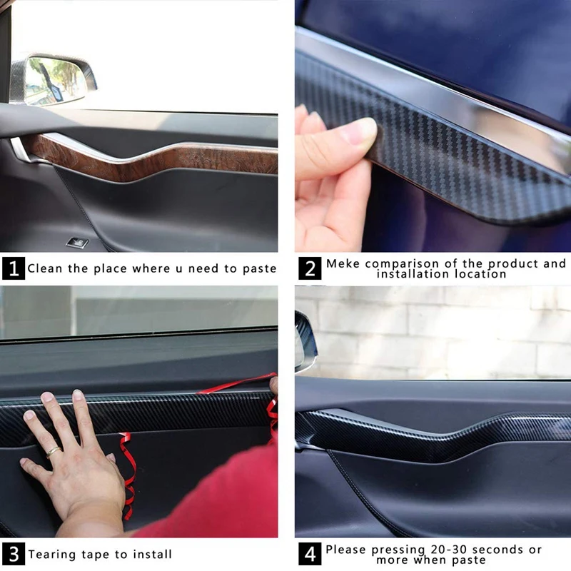 Automašīnas Iekšējie Durvju Apdare Segtu Interjera Ciļņi Apdares, lai Tesla Model S 2016-2019 Auto Piederumi, 8PCS