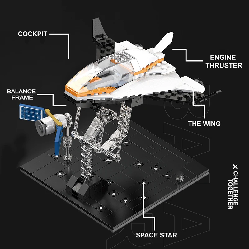 Autors Tensegrity Skulptūras Anti Gravitācijas Līdzsvara Celtniecības Bloki, Satelīta Space Shuttle Ar Astronautu Attēls Ķieģeļi Rotaļlieta Dāvana