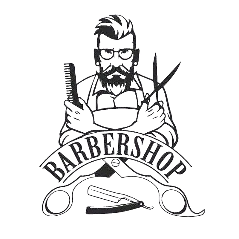 Barbershop Logo, Sienas Uzlīmes Cilvēks, Frizētava, Decal Matu Griezumu Rīki Vinila Stilists Frizieris Vīrietis Sejas Salons Logu Decal HY364