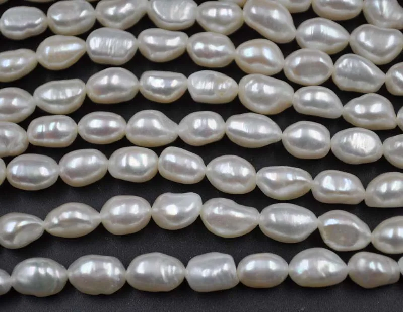 Baroka daudz 10 dzīslas 8*10mm īstas Kultivētās saldūdens pērles