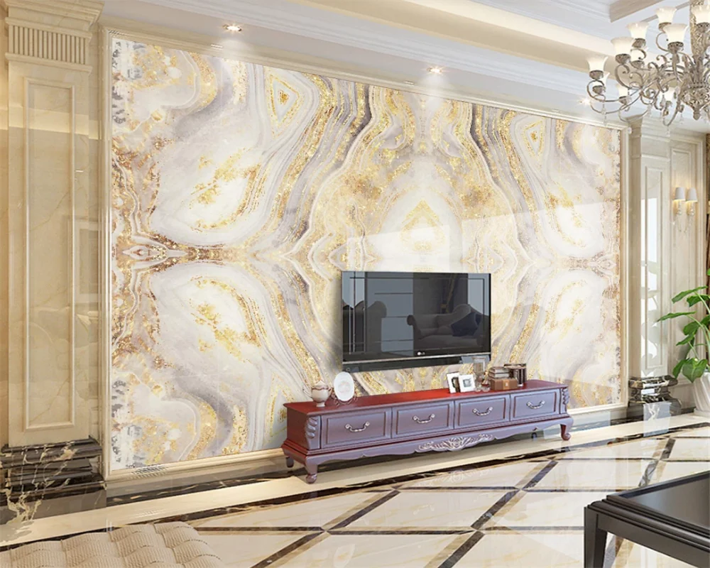 Beibehang Pielāgotu mūsdienu jauno modes dekoratīvā krāsošana tapešu zelta marmora TV fona papel de parede 3d tapetes