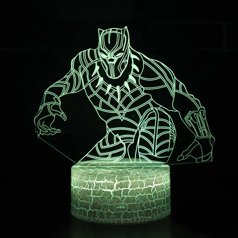 Black panther maska tēma 3D Lampas LED nakts apgaismojums 7 Krāsas Maiņa Pieskarieties Garastāvokļa Lampa Ziemassvētku dāvanu Dropshippping