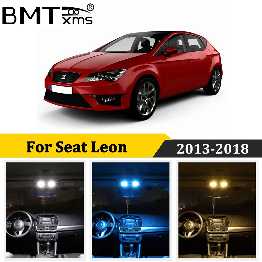 BMTxms 14Pcs Canbus Auto LED Interjera Kartes Dome, ņemot vērā Seat Leon 3 III MK3 5F 5F1 5F5 5F8 2013-2018 Auto Piederumi