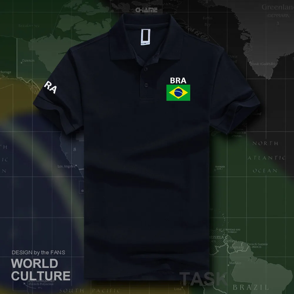 Brazīlija polo kreklus vīriešiem ar īsām piedurknēm baltā zīmolu uzdrukāts uz valsts 2017 kokvilnas tauta komandas karogu jaunu brazīlija KRŪŠTURIS Brazīlijas sporta zāles