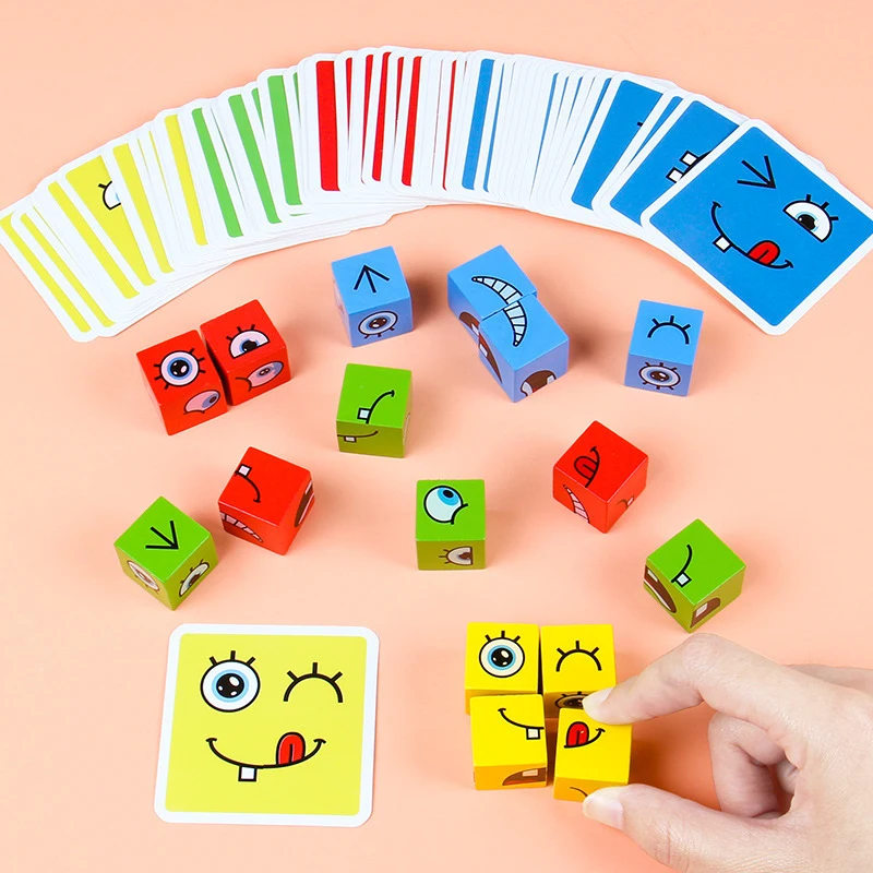Bērniem Bērnu Smieklīgi Populāra Montessori Seju-Mainās Celtniecības Bloki Burvju Loģiskās Domāšanas Mācību Koka Sākumā Izglītības Rotaļlietas