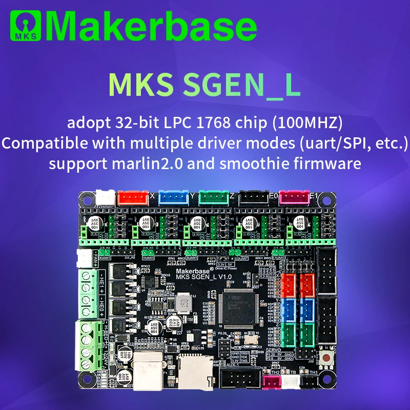 Carte d'imprimante 3D MKS SGen_L contrôleur 32 biti saderīgs ar Marlin2.0 et smoothie firmware. Prend lv maksas plusieurs ty