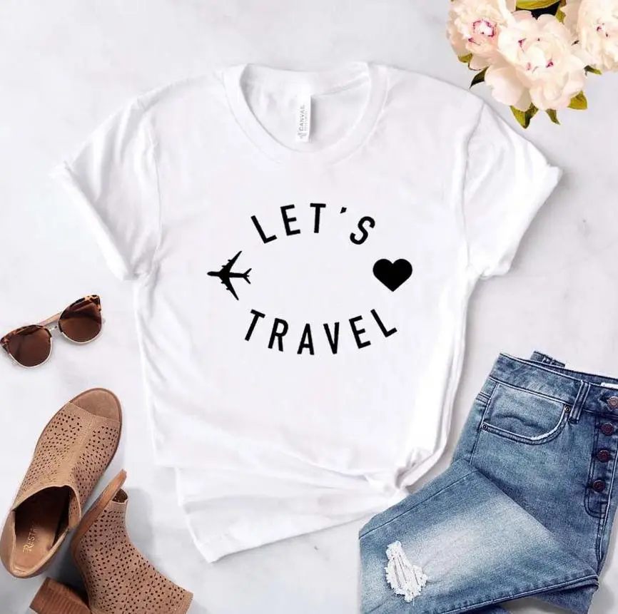 Ceļa Plaknē, Pieņemsim Ceļojumu Vasaras Sieviešu T Kokvilnas krekls Sievietēm ar Īsām Piedurknēm Femme T-krekli Black Grafikas Tees Camisetas Mujer