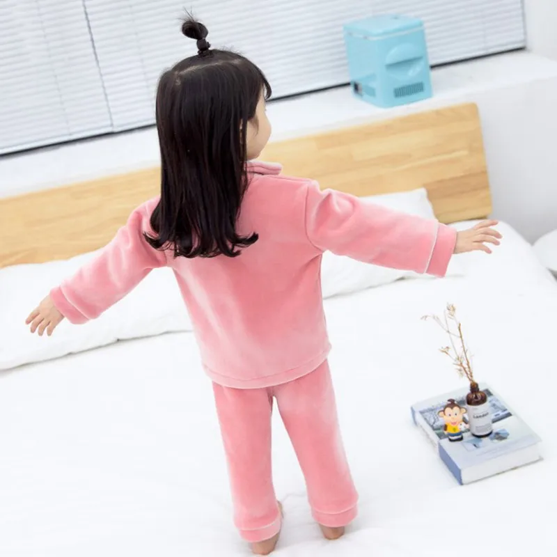 CROAL CHERIE Ziemā Silts Bērnu Zēniem Meitene, Pidžamas, Kokvilnas Vilnas Mētelis + Bikses Bērnu Komplekti Bērniem Meiteņu Apģērbu Sleepwear Komplekti