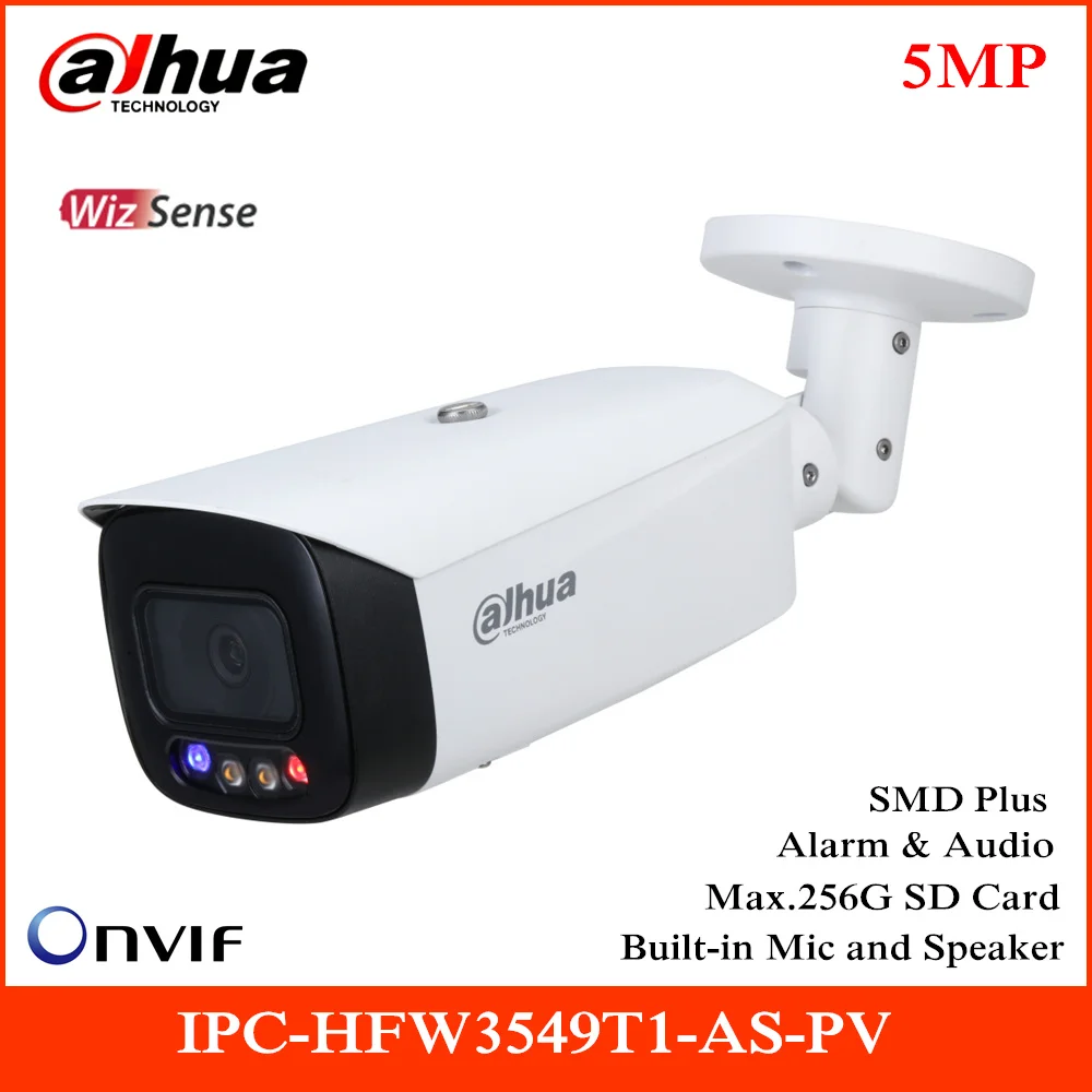 Dahua 5MP Pilna krāsu WizSense IP Kameras IPC-HFW3549T1-KĀ-PV Rotācijas režīmā ar Fiksētu fokusa Bullet Āra Security Camera POE