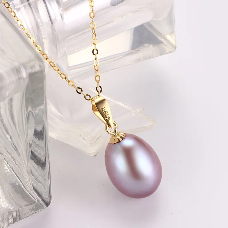 Dainashi cēls un luksusa 18K zelta nekustamā dabas balts/rozā/violeta pērle kuloni ar ķēdes smalkas rotaslietas sievietēm dāvanas