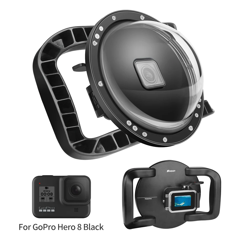 Darbības Fotokameru Aksesuāri Gopro Hero 8 Zemūdens Ūdensizturīgs Gadījumā, ABS Black ŠAUT XTGP548 Dome, Ostas Niršanas Maska ar Gaili