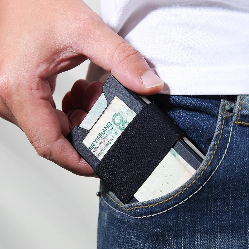 DIENQI Slim Metāla Seifu Vīriešiem Plānas Kredītkartes Īpašnieks Cilvēks Maku Minimālisma Monētas SIM Gadījumā Rfid Uzņēmējdarbības Mini Magic Karti Makā
