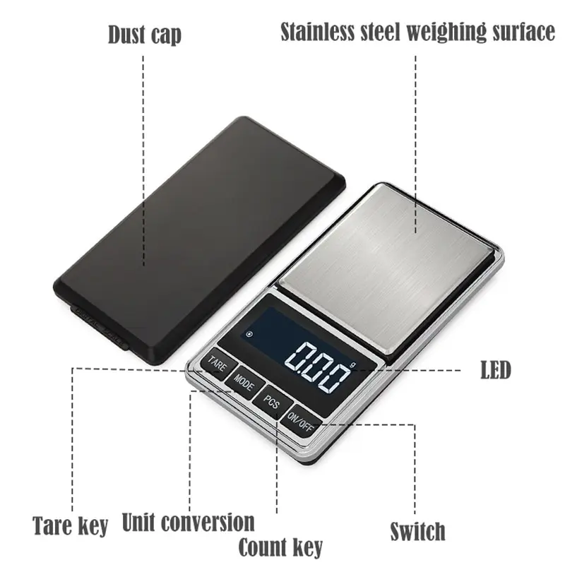 Digitālā Rotaslietas Mēroga Augsta Precizitāte Portatīvo Kabatas Backlight LCD Displejs Precizitāti Mini Elektronisko Grami Līdzsvaru Svaru Skalas