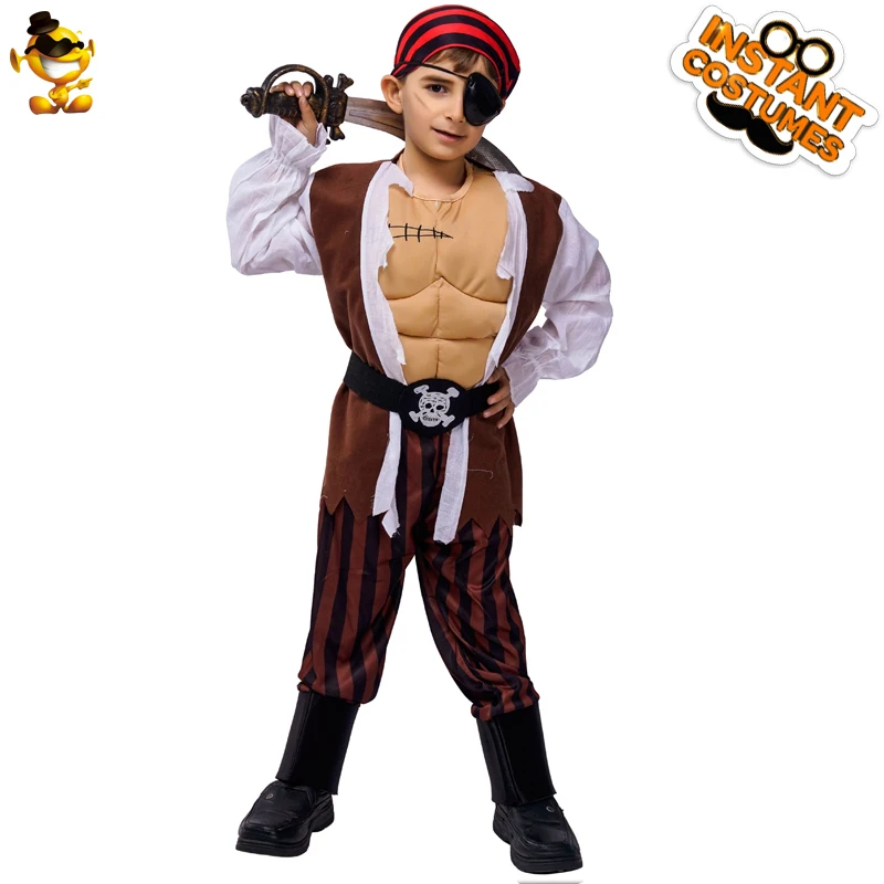 DSPLAY Bērniem Zēni Muskuļu Pirāts Tērpi Halloween Cosplay Valdonīgs Pirātu Kostīmu Ziemassvētku Bērniem Jaunajā Gadā Grupa