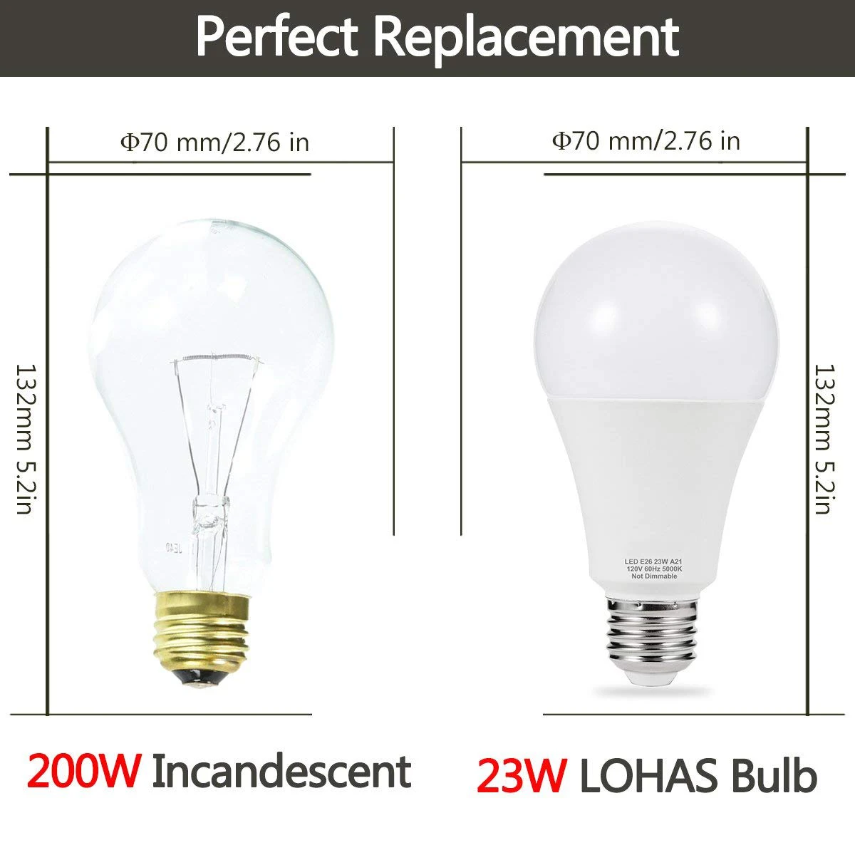 E26 LED Gaismas Spuldze 23W Lampas Ekvivalenta 200W Vidējo Skrūvi Spuldzes A21 2500 Lūmeni Vasaras 5000K Bāzes Mājas Apgaismojums 4 Pack