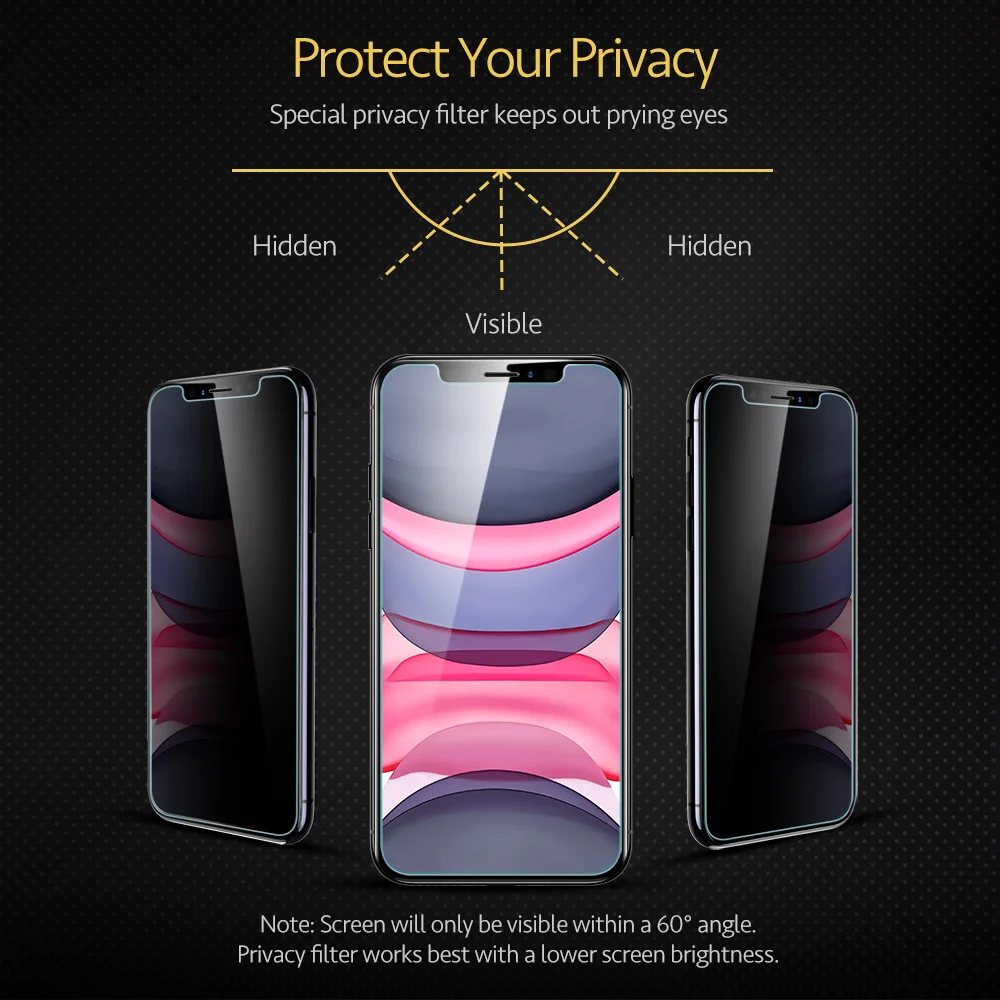 EAR iPhone 12 Ekrāna Aizsargs Privātuma Pret Spiegu, lai Rūdīts Stikls iPhone 12 mini 12 11 Pro Max X Xr Xs Max Aizsardzības Plēves