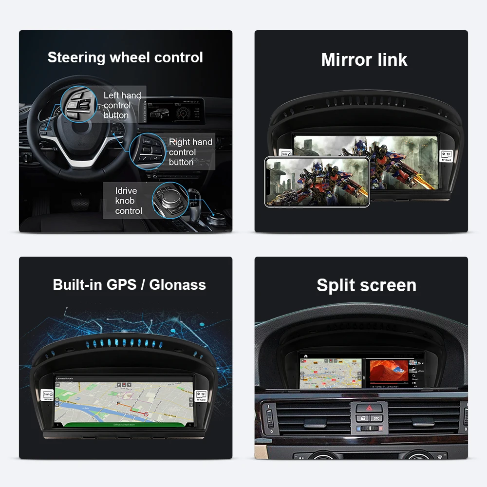 EBILAEN Android 10.0 Auto DVD Radio Auto Player BMW 5. sērijas E60 E61 E62 E63 3. sērijas E90, E91 CCC/CIC Navigācija Multivides