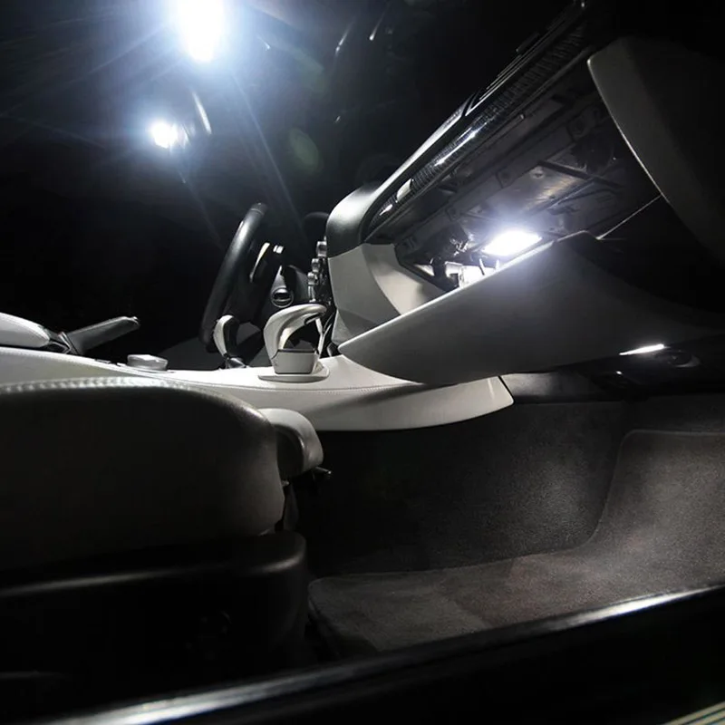 Edislight 11Pcs Balta, LED Lampas, Auto Spuldzes Interjera Iepakojuma Komplektu 2013. gada līdz 2017. gadam Mitsubishi Outlander Kartes Dome Bagāžnieka Plate Light