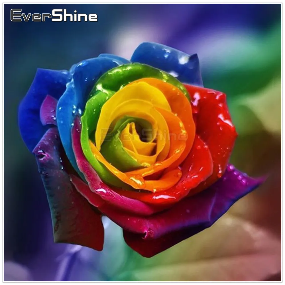 EverShine DIY 5D Dimanta Izšuvumi Krāsainu Rožu Bildes Rhinestones Dimanta Krāsošana Pilnu Kārtu Ziedi Rokasgrāmata Hobijs