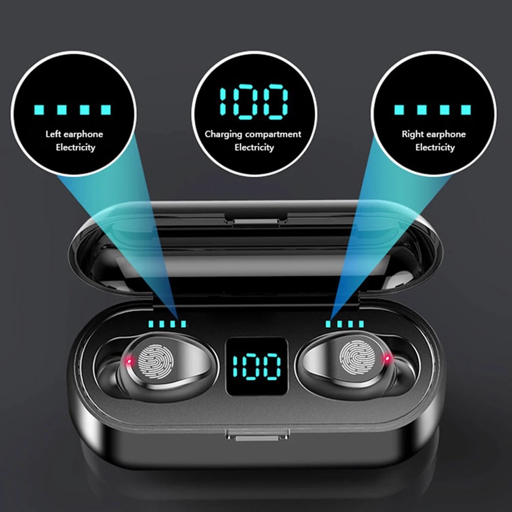 F9 TWS Bluetooth Austiņu 5.0 Touch Kontroli Bezvadu Austiņas, LED Displejs, Austiņas Spēļu Auriculares Atbalsta Dropshipping Vip