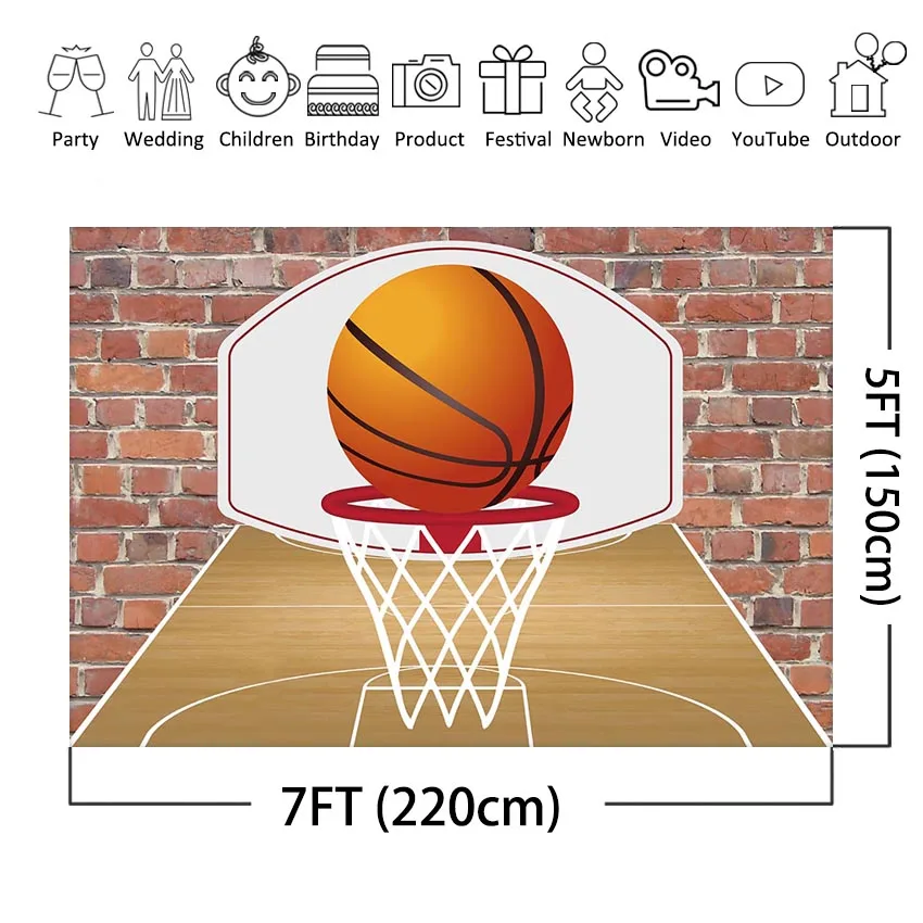 Fotogrāfijas Fons Basketbola Tēmu Dzimšanas Dienas Svinības Rotājumus Bērniem, Bērnu Basketballer Photo Booth Fona Piederumi