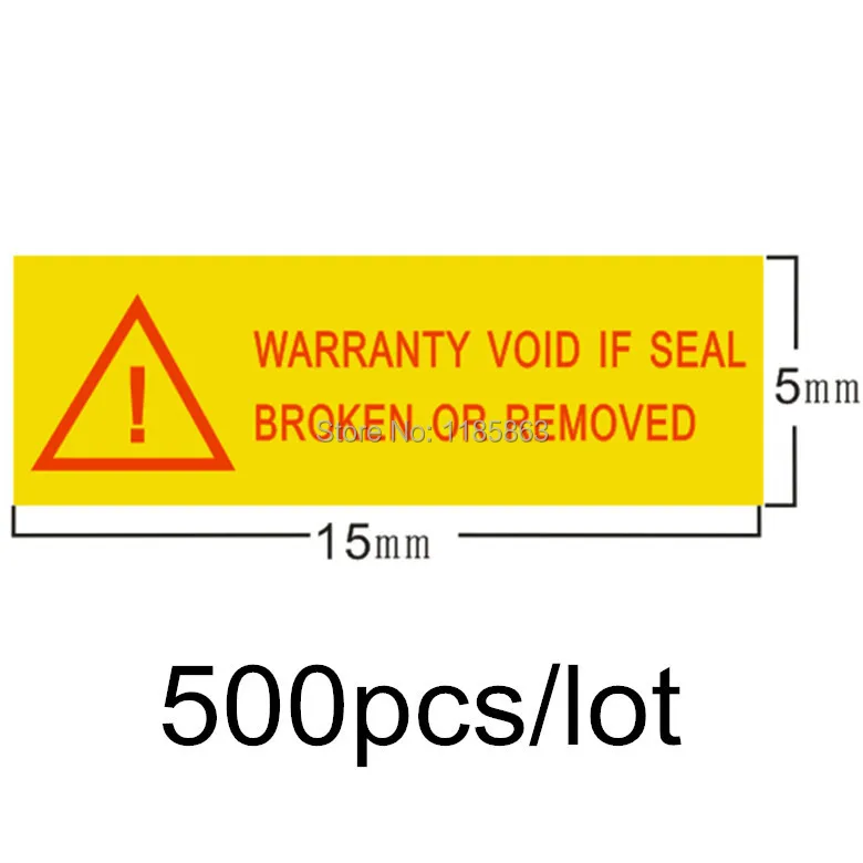 Garantijas uzlīmi par spēkā neesošu, ja zīmogs bojāts vai noņemts 1.5x0.5cm uz 500pcs/daudz Bezmaksas piegāde