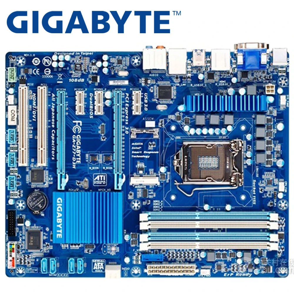 GIGABYTE GA-Z77-D3H Desktop Mātesplatē Z77 Socket LGA 1155 i3 i5 i7, DDR3 32G ATX UEFI BIOS Sākotnējā Z77-D3H Izmantot Mainboard