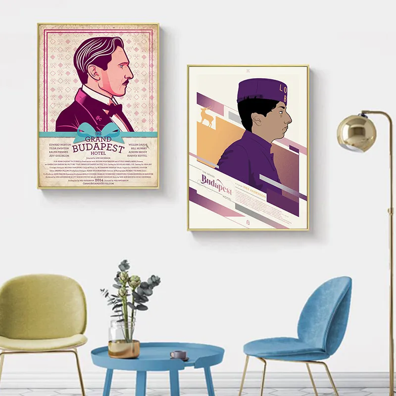Grand Budapest Hotel Vintage Classic Movie Print Plakāti Moduļu Attēlu Audekls Guļamistaba