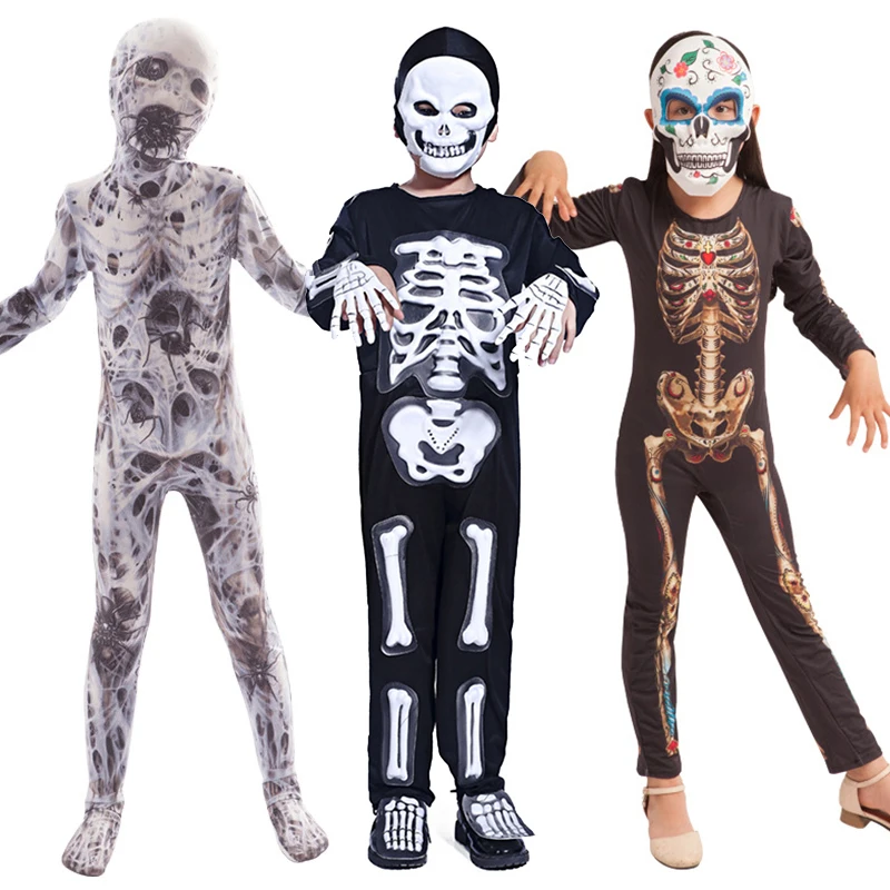 Halovīni Kostīmi Bērniem Šausmu Zombijiem Zēni Skeleta galvaskauss Saģērbt Fantasy Klipkopām Jumpsuit Bērniem Onesie Monster Kostīms