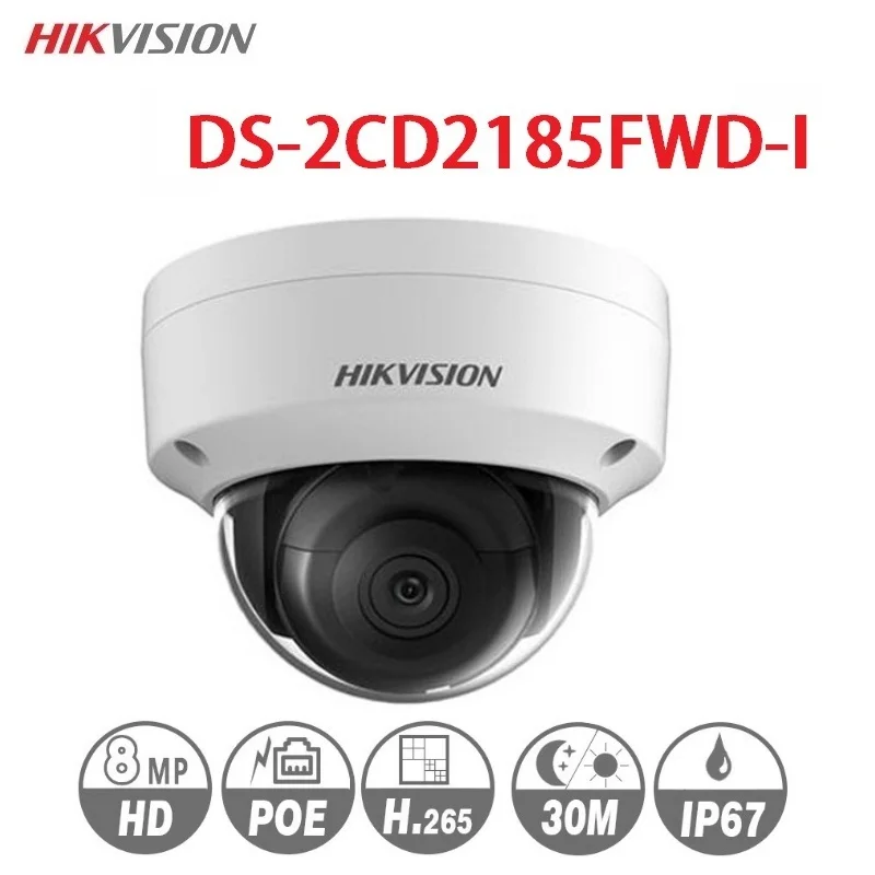 Hikvision DS-2CD2185FWD-es 8MP Tīkla mini dome drošības CCTV Camera POE SD kartes 30m IS H. 265+ IP kameras