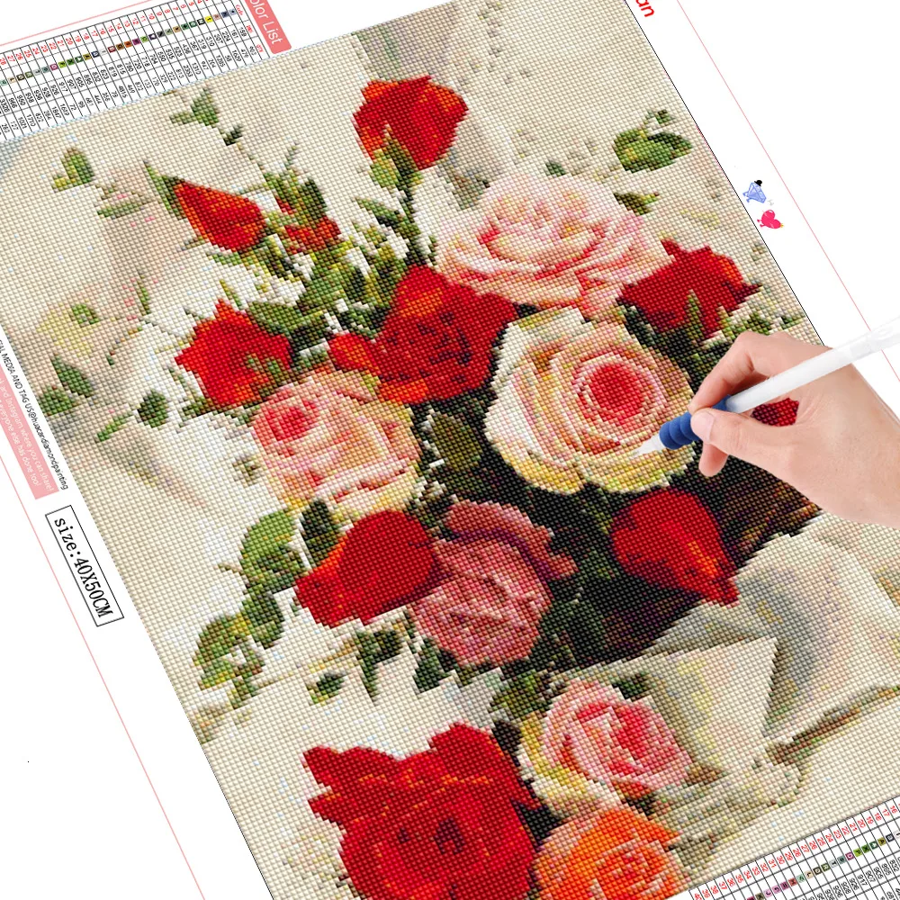 HUACAN 5D DIY Dimanta Krāsošana Dimanta Ziedu Izšuvumi Rozes Pilnībā Urbt Laukumā Priekšstatu Par Rhinestone Dimanta Mozaīkas Ziedi