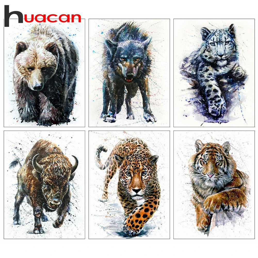 Huacan Dimanta Krāsošana 5d Dzīvnieku Pilnu Kvadrātveida Dimanta Urbšanas Izšuvumi Krustdūrienā Tiger Rokdarbi Rokdarbu Sienas Mākslas Dekori