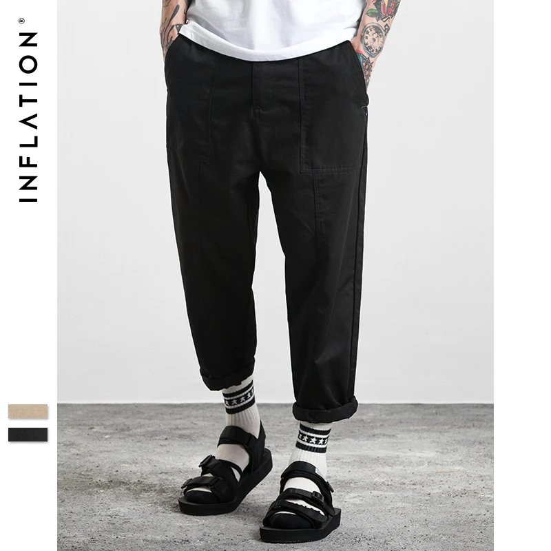INFLĀCIJA Jauna Kolekcija Zīmola Apģērba Potīšu garuma Biksēm Hip Hop Modes Loose Fit Gadījuma Bikses Vīriešiem Cietā Bikses 310W17