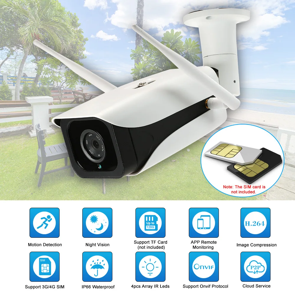 IP Kamera 4G Bezvadu wifi Kameru IS-CUT Nakts Redzamības 3G GSM Āra Ūdensizturīgs CCTV Kameras Video Novērošanas Onvif IP Kameras
