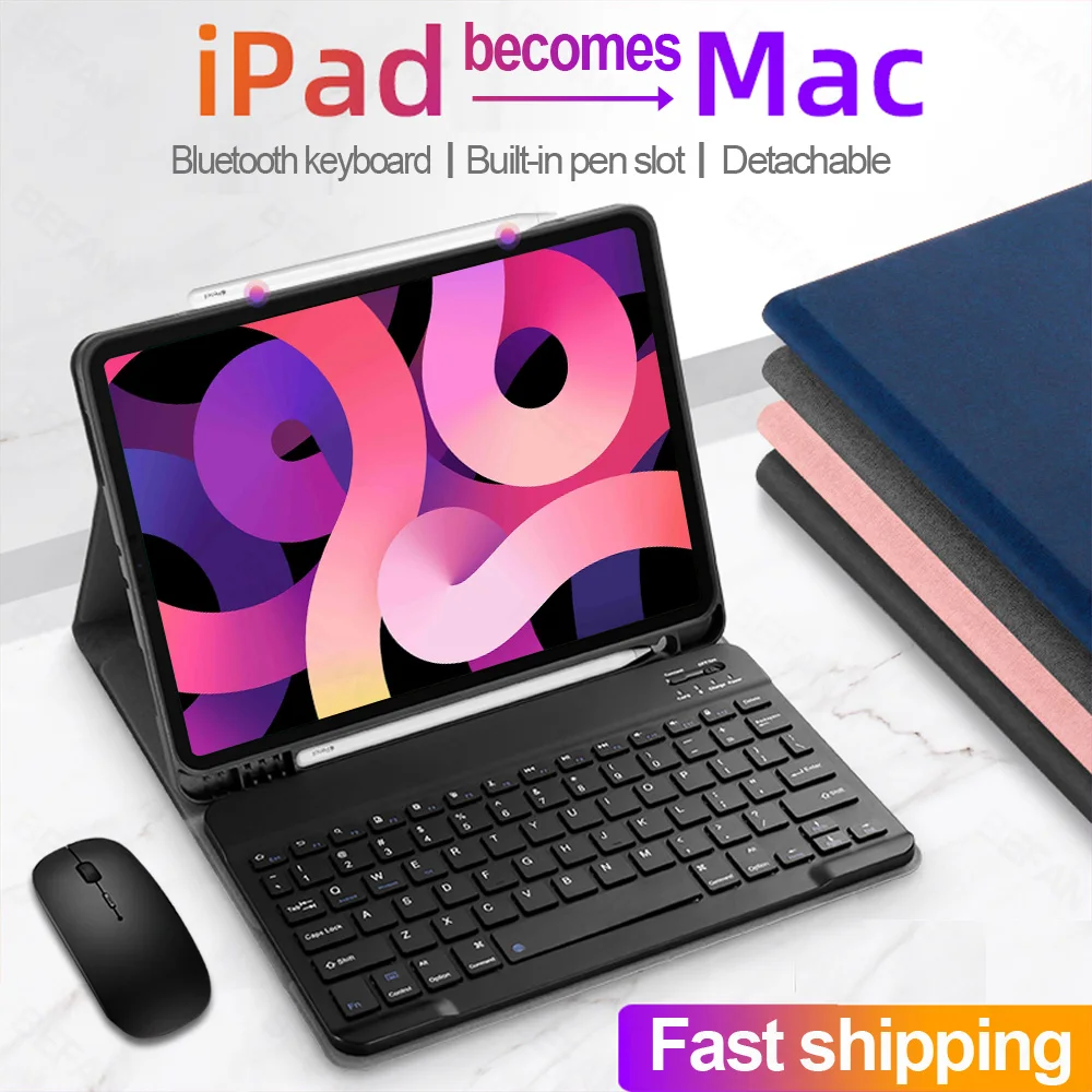 IPad 10.2 2019 2020 Tastatūras Gadījumā Peles iPad 5 6 7 8 Paaudzes Air 2 3 4 10.9 Pro 12.9 9.7 10.5 11 2018 Vāciņu