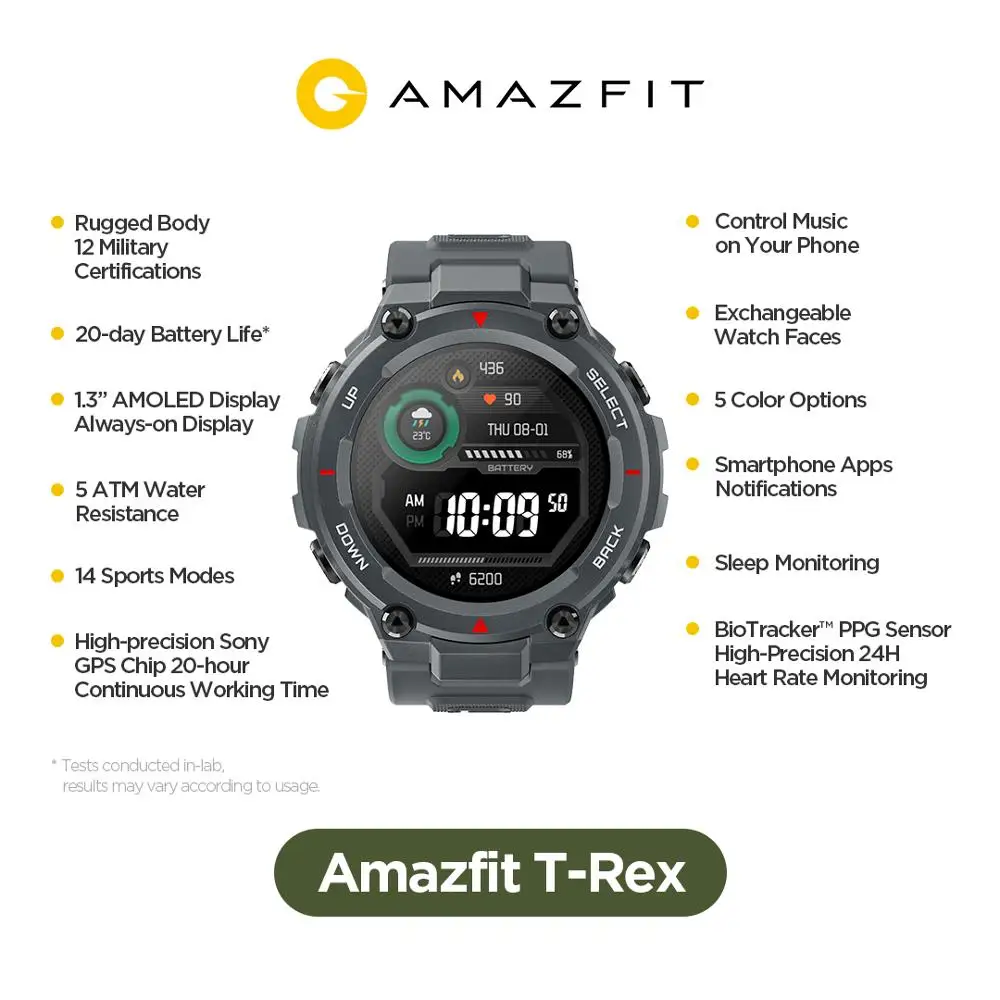 Jaunajā 2020. gada CES Amazfit T-rex T rex Smartwatch AMOLED Displejs Smart Skatīties GPS/GLONASS 20 Dienas Akumulatora iOS Android