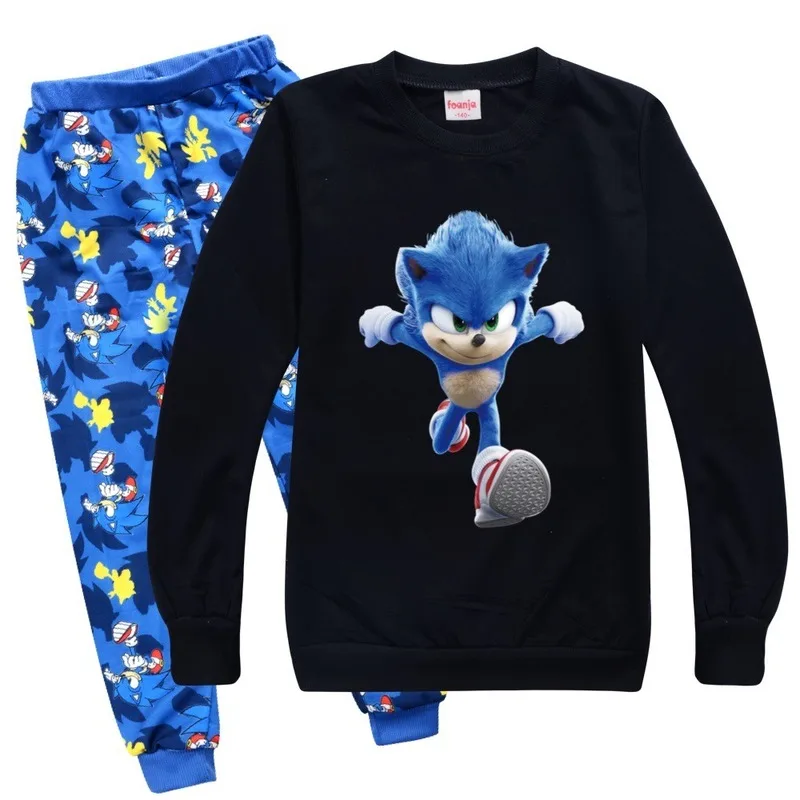 Jaunas bērnu Tracksuit Rudens zēnu Apģērbu Komplekti Bērniem Zēni Meitenes Sonic Ezis Drēbes Bērniem Kapuci T-krekls, Bikses 2gab Kostīmi