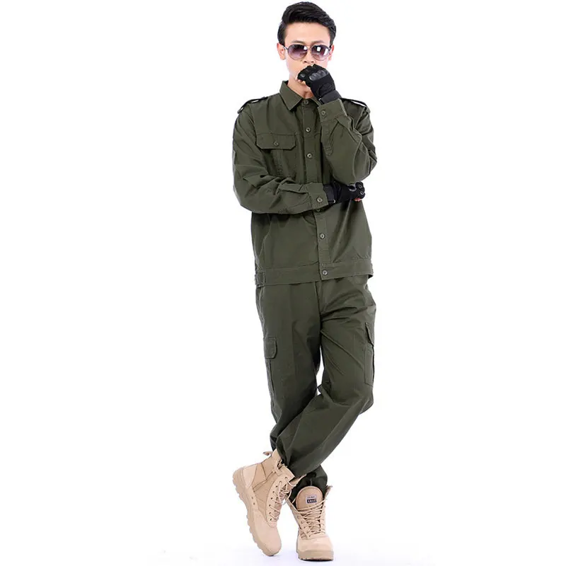 Jaunas Kokvilnas Darba Apdrošināšanas (Dungriņi) Vīriešu Uzvalku Āra Sviedru absorbējošu Militāro formas tērpu Maskēties