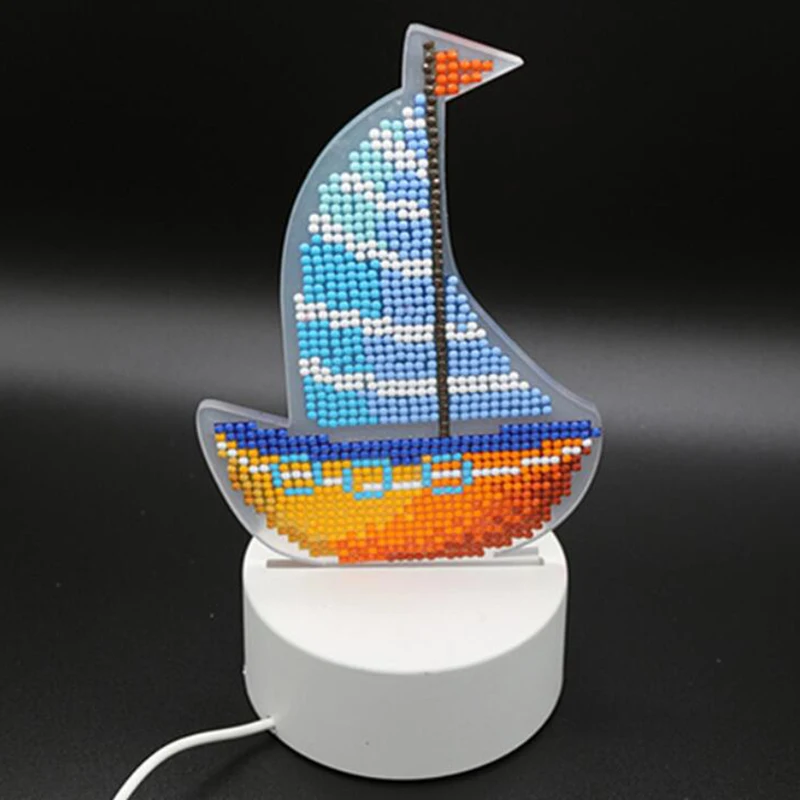 Jaunas lampas DIY LED Diamond Krāsošana Nakts Gaisma jahtu Cross Stitch Dimanta Izšuvumi Īpaša Forma, Kāzu Dekorēšana
