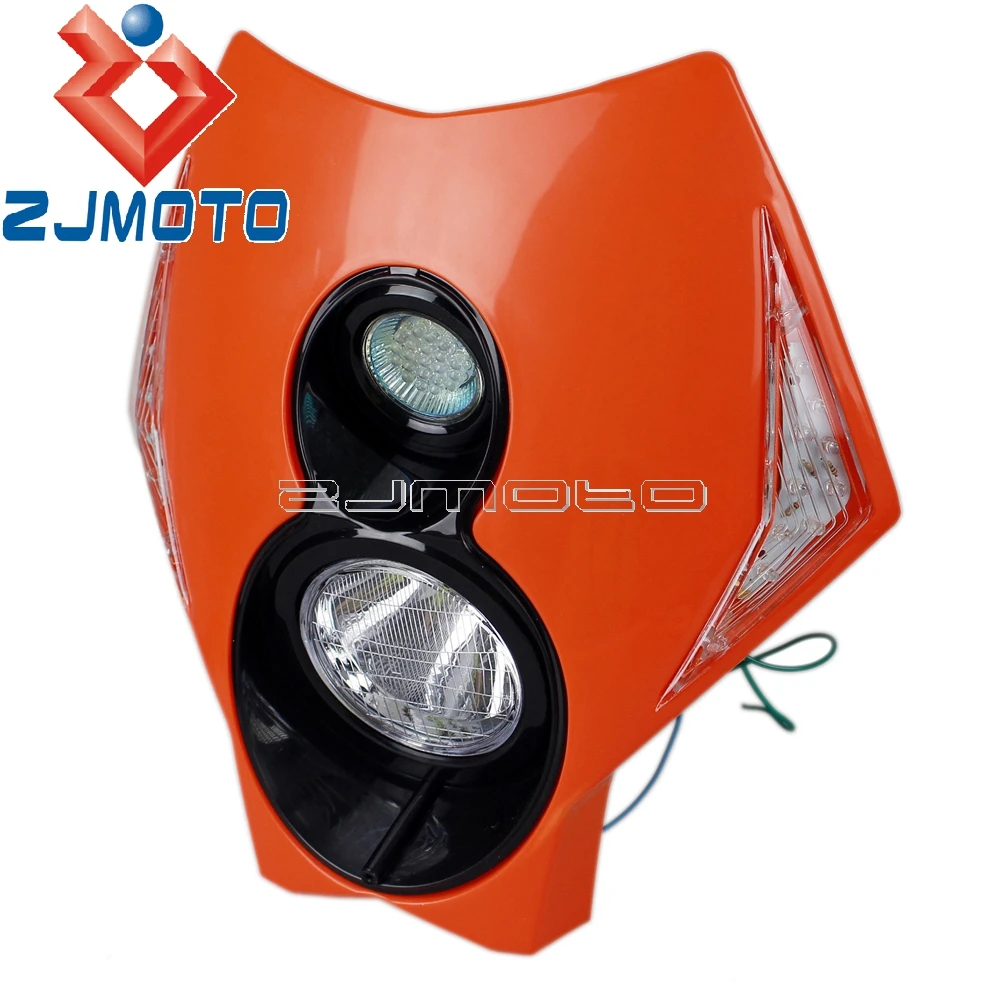 Jaunas Universālas Dirtbike Off Road Lukturiem H3 12V Supermoto Orange Lukturis Aptecētājs Par SX EXC SXF XC MX Enduro