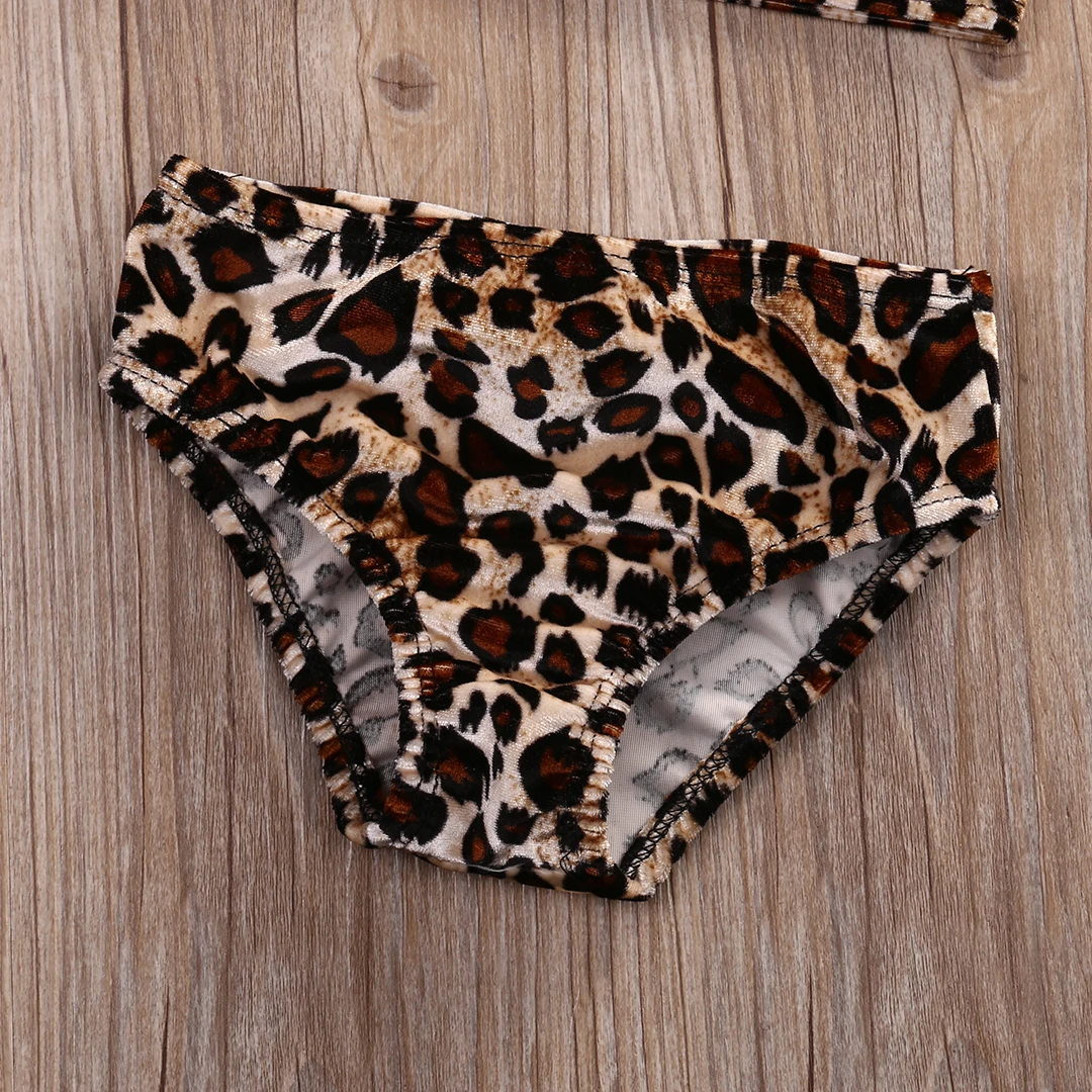 Jaundzimušā bērna Baby Girl Apģērbu Leopards Drukāt bez Piedurknēm Bowknot Crop Topi Īsās Bikses Galvu 3Pcs Apģērbs, Apģērbu Summer Set
