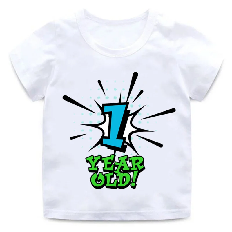 Jauni zēni un meitenes dzimšanas dienu skaits 1-5 burtu T drukāšanas bērnu vasaras vecāku un bērnu apģērbu dzimšanas dienas dāvanu digitālo T-krekls