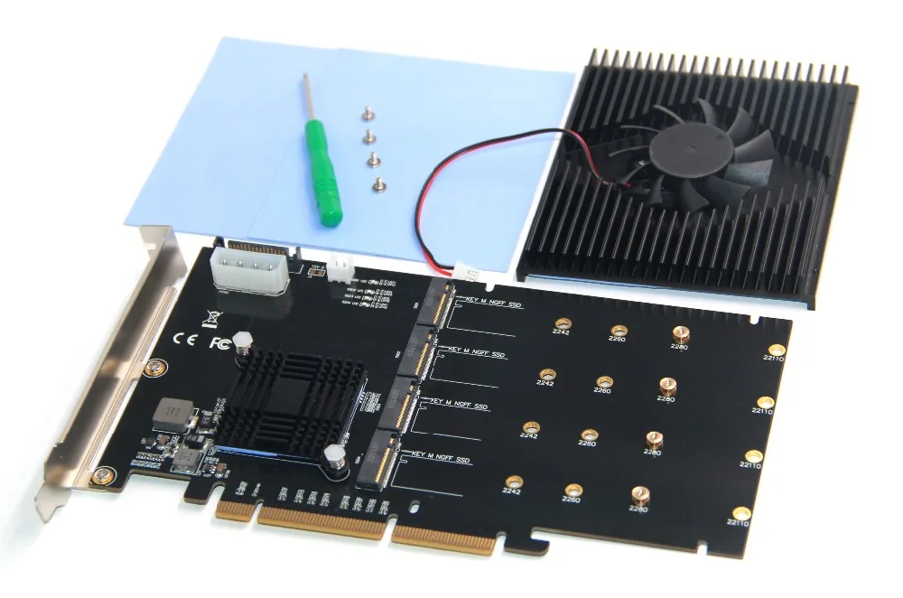 JAUNS adapteris karte PCI-E 16X, LAI 4P NVMe SSD Atbalsta RAIDO , PCI-E 16X, LAI 4GAB M. 2 (PCIe protokols)