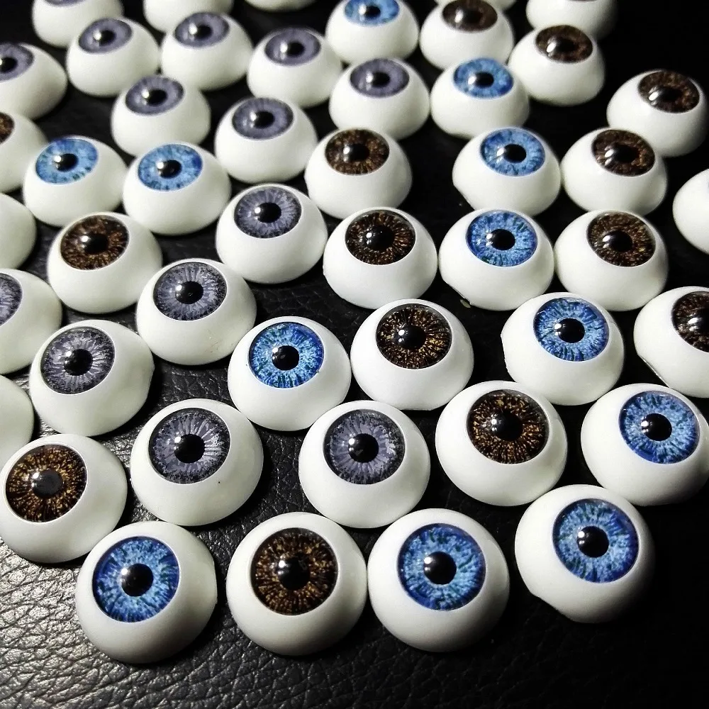 Jaunu 120pcs(60 Pāri) 12mm Lelle Eyeballs Pusē Apaļa Akrila Eyesfor DIY Lelle Amatniecības Sajauc Krāsu Plastmasas Lelle Ābola Lelle Rotaļlietu Daļas