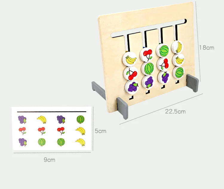 Jaunu Četru Krāsu Augļu Loģikas Spēle Atbilstošas Dekorācijas Montessori Koka Double-sided Rotaļlietas Bērniem, Bērnu Kid Sākumā Izglītības Rotaļlietas