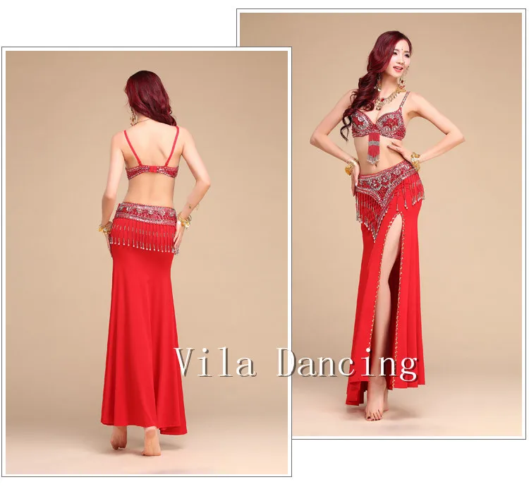 Jaunā Stila Vēdera Deju Kostīmu S/M/L 3pcs Bra&Jostas&Svārki Sexy sievietes Dejo deju apģērba Komplekts bellydance Indijas valkāt 6 krāsu