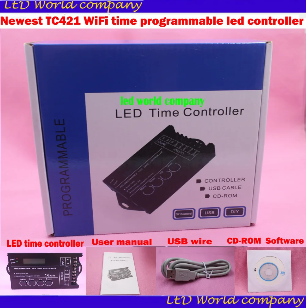 Jaunākās TC421 WiFi laiks programmējams led kontrolieris ir 5 kanāli,max 5*4A 5050 3528 5630 led sloksnes dimmer controller
